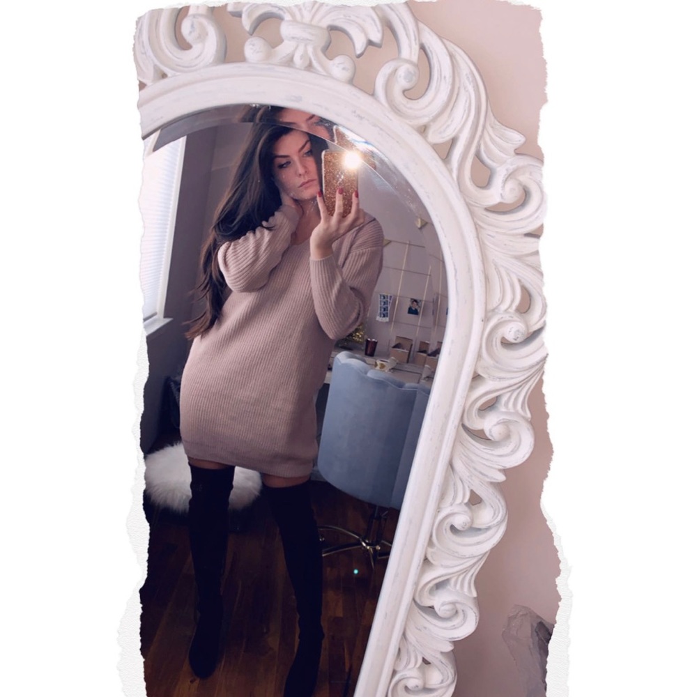 Lace Back Sweater Dress